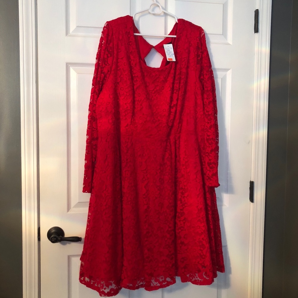 4X Torrid Red Lace Sleeved Dress
